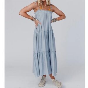 Talulah baby blue tiered maxi dress Large